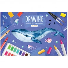 Альбом для рисования 32л А4 на скрепке ArtSpace Рисунки Watercolor whale 311503