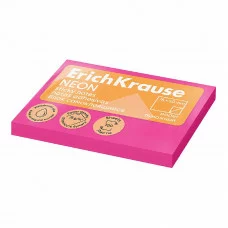 Блок самоклеящийся бумажный ErichKrause Neon, 75х50 мм, 100 листов, розовый 61690
