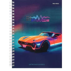 Записная книга на гребне А5 80л., НОЧНОЙ СПОРТКАР (80-1368) (7БЦ, на гребне, глянц.ламинирование) 80-1368