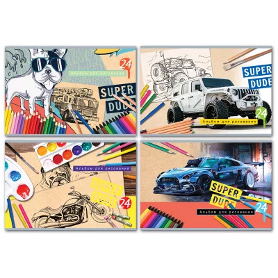 Альбом для рисования 24л А4 на скрепке BG Super dude эконом 326469