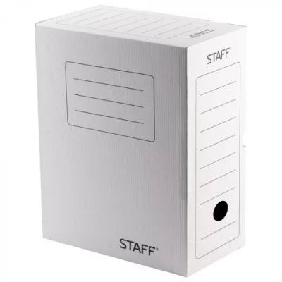 Короб архивный с клапаном, микрогофрокартон, 150 мм, до 1400 листов, БЕЛЫЙ, STAFF, 128866