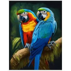 Алмаз мозаика (клас.) 30х40 см, с подр., с полн. заполн. (28 цв.) Голубые ара (Арт. НД-8582)