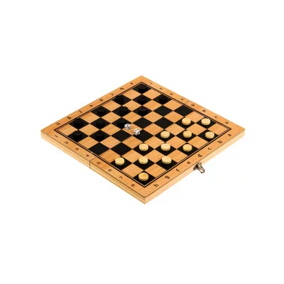 Шашки деревянные (фигуры пластик) (29х14,5 см) в пакете (Арт. ИН-0319) ИН-0319