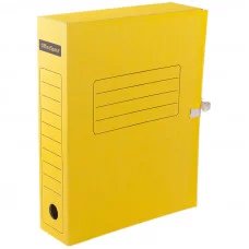Папка архивная с завязками OfficeSpace, микрогофрокартон,  75мм, желтый, до 700л. 225432