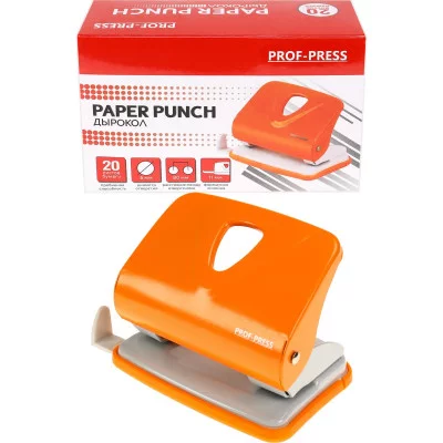Дырокол (ДР-2784), на 20л., метал./к в карт. коробке, оранжевый ДР-2784