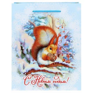Optima Пакет подарочный с глянц.ламинац.18x23x8см(M) Пушистая гостья,128г(собст.раз.) ПКП-6656