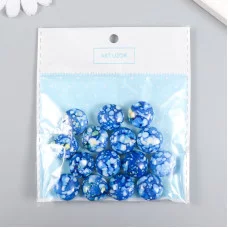Бусины для творчества пластик "Мраморные. Синий" набор 15 шт 1,7х1,7х1 см   9285321