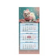 Календарь квартальный 3-х блоч. на 1 гребне 195х440мм МИНИ-1 бум. Офсет. цветной блок с бегунком цве КлнБ229