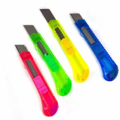 Нож канцелярский Alingar, с механической фиксацией лезвия, 18 мм, пластик. корпус, ассорти, неон AL6657