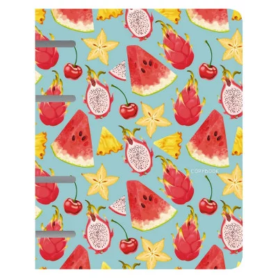 Тетрадь 80л., А5, клетка, Канц-Эксмо "Экзотические фрукты", кольца, мелованный картон, глянц.ламинация. ПБ804765