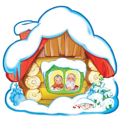 Ф-11264 Плакат вырубной А3. Деревенская изба зимою (с блестками в лаке) / (о) Новый год Сфера