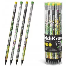 Чернографитный карандаш пластиковый ErichKrause Dino Hobby трехгранный с ластиком НВ  62774