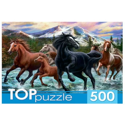 TOPpuzzle. ПАЗЛЫ 500 элементов. ХТП500-6812 Табун лошадей в горах
