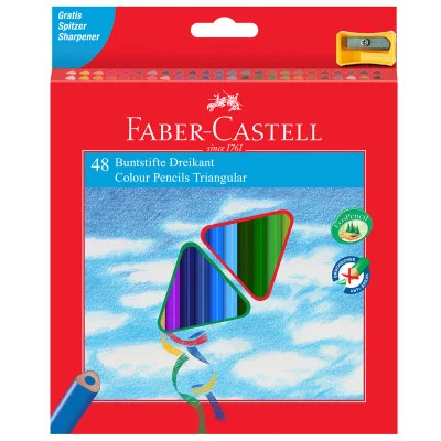 Карандаши цветные Faber-Castell 48цв., трехгран., заточен., картон, европодвес, с точилкой Faber-Castell 286225