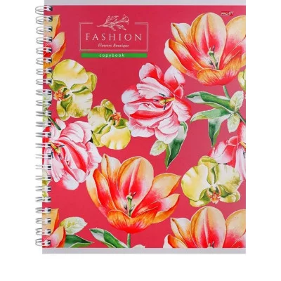 Тетрадь КЛЕТКА 80л. ЦВЕТЫ-6 (80-5092) на гребне. цвет.мелов.обложка TМ"Profit" ТК8172