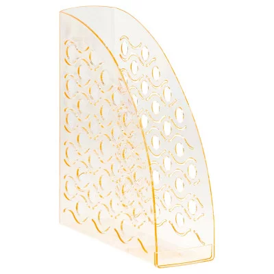 Лоток для бумаг вертикальный СТАММ "Вега", тонированный неоновый оранжевый, ширина 90мм 351508