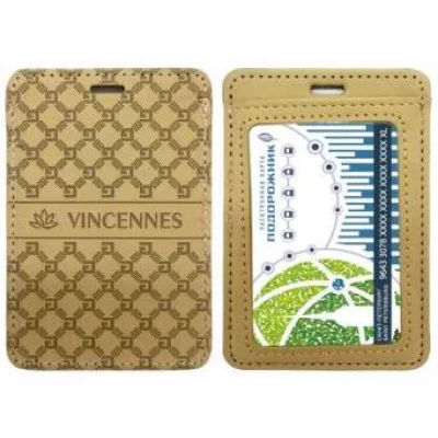 Обложка для проездного билета DC-818 охра "Vincennes" 2 кармана, А7, экокожа с тиснением 329221