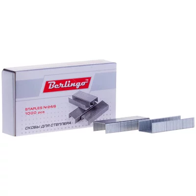 Скобы для степлера №24/6 Berlingo, оцинкованные, 1000шт. BERLINGO_ 103949