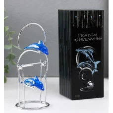 Маятник Дельфины друг за другом с кольцом и шариком 13х7х5,5 см 574182