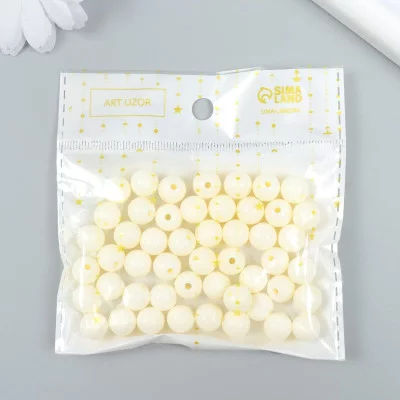 Бусины пластик "Белоснежные" глянец набор 25 гр d=1 см 9424528