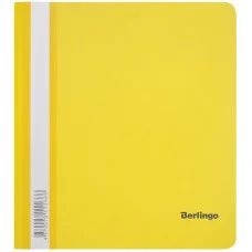 Папка-скоросшиватель пластик. Berlingo, А5, 180мкм, желтая с прозр. верхом, индив. ШК 268380