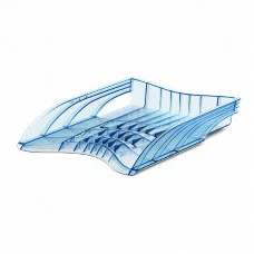 Лоток для бумаг пластиковый ErichKrause S-Wing Glitter голубой 55552