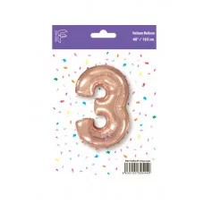 Шар (40\'\'/102 см) Цифра, 3, Розовое Золото, 1 шт. в уп. B901763RG
