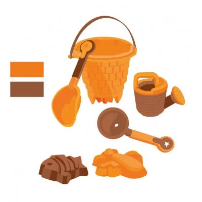 Компания Друзей Песочный набор "Замок" №91 оранжево-коричневый(в комп. ведро 1,2 л, лопатка 23см, воронка 21,5см, 2 формочки 10 см, лейка 0,2 л) 27х19х19 см JB5300635