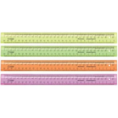 Линейка закройщика 30см Стамм, флуоресцентная прозрачная, 4цв. Стамм 001534