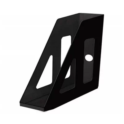 Лоток для бумаг вертикальный СТАММ "Актив", черный, ширина 70мм 351496