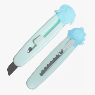 Нож канцелярский Alingar, 9 мм, с механической фиксацией лезвия, цветной пластик. корпус, ассорти, блистер с европод. AL11214