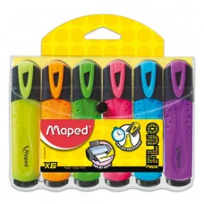 Набор текстовыделителей MAPED (Франция) 6 шт., АССОРТИ, "Fluo Pep\'s Classic", линия 1-5 мм, 742557