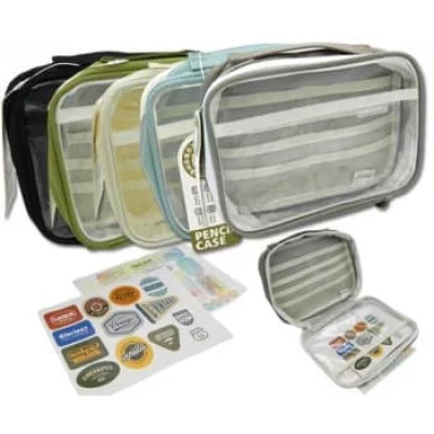 Пенал   DF-30 "Simple life" прямоугольный, 1 отд. с карманами, текстиль и силикон, на молнии, с наклейками, цвета ассорти, в зип-пакете LG12816-A (1/10/150)   330561