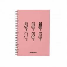Тетрадь общая с пластиковой обложкой на спирали ErichKrause Powder, Cats, розовый, А5, 80 листов, клетка 59526