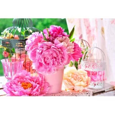 Алмаз мозаика (клас.) 30х40 см, с подр., с полн. заполн. (30цв) Цветочный натюрморт (Арт. НД-0421)