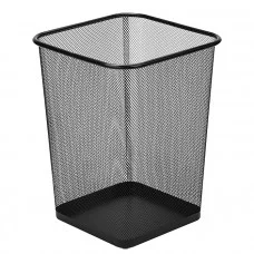 Корзина для бумаг 16x22x27,5 см (10 л), квадратная, сетчатая металлическая, черная 4106001