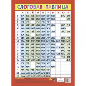 Слоговая таблица (малый формат), изд.: Литур, авт.: 1 978-5-9780-1327-6