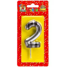 Свеча для торта.Шебби шик, Цифра 2, серебряная С-2501