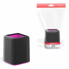 Подставка настольная пластиковая ErichKrause® Forte, Accent, черная с розовой вставкой 55838