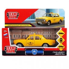 Машина металл ГАЗ-2401 ВОЛГА ТАКСИ 12 см, двери, багаж, инерц Технопарк 300015