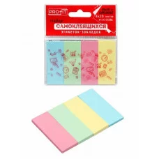 Набор самоклеящихся этикеток-закладок(ЗС-1560)50х20 мм,4 цв.блока по 20л.пастель ТМ"Profit" ЗС-1560