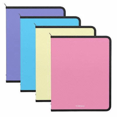 Папка для тетрадей на молнии пластиковая с дополнительным карманом из сетки ErichKrause® Diagonal Pastel, A4+, ассорти 55062