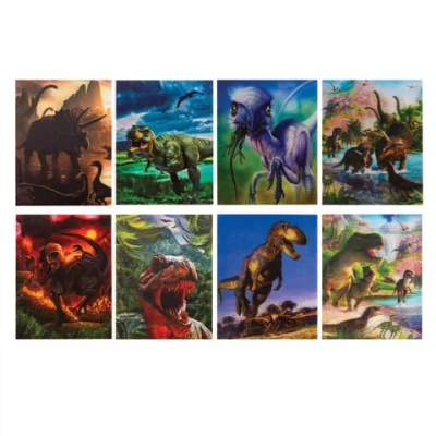 Блокнот МАЛЫЙ ФОРМАТ 64х82 мм А7, 40 л. склейка, пластиковая 3D обложка, без линовки, BRAUBERG, Динозавры ассорти, 128085