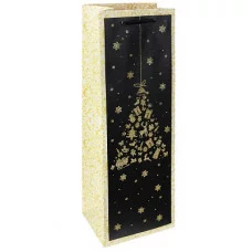 Dream cards Пакет подарочный с мат.лам. и глитт. 12х35х9см (Bottle) Современная ёлка 210 г ПКП-6753