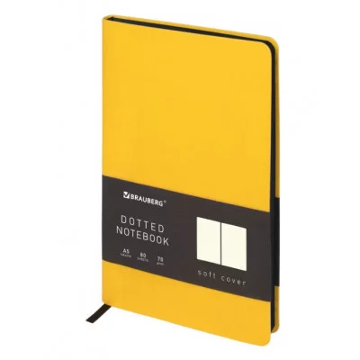 Блокнот А5 148x218 мм BRAUBERG Metropolis Mix под кожу, 80 л. в точку, желтый, 113316
