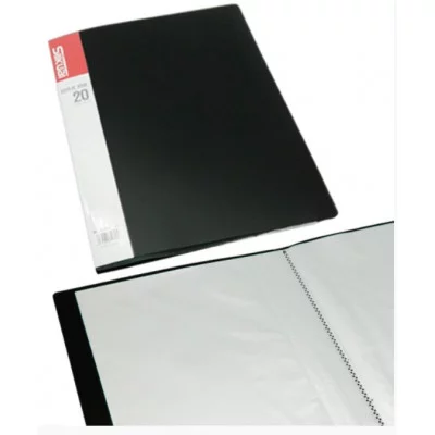 Папка на 20 карманов DH-55 "Черная" корешок 15мм, пластик однотонный SK-20K 331386