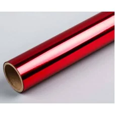 Пленка самоклеящаяся металлизированная 45x300 см, красная, BOPP с алюминиевым напылением 30 мкм, в рулоне 8117413
