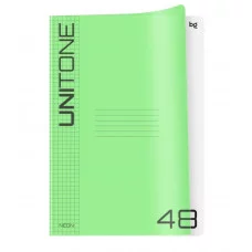 Тетрадь 48л., А4 клетка BG "UniTone. Neon", пластиковая обложка, неон салатовый 381707