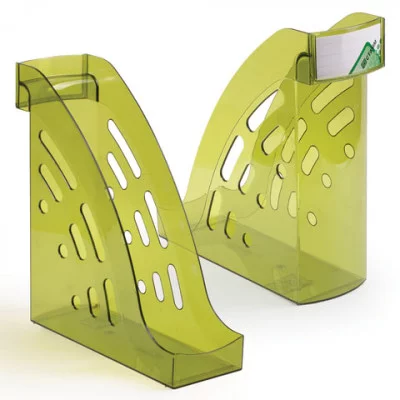 Лоток для бумаг вертикальный Стамм "Торнадо", тонированный, цвет лайм 178959