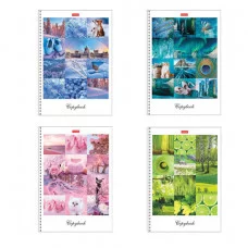 Тетрадь А4, 80 л., HATBER, гребень, клетка, сплошной лак, цветной срез, "Краски дня" 80Т4В